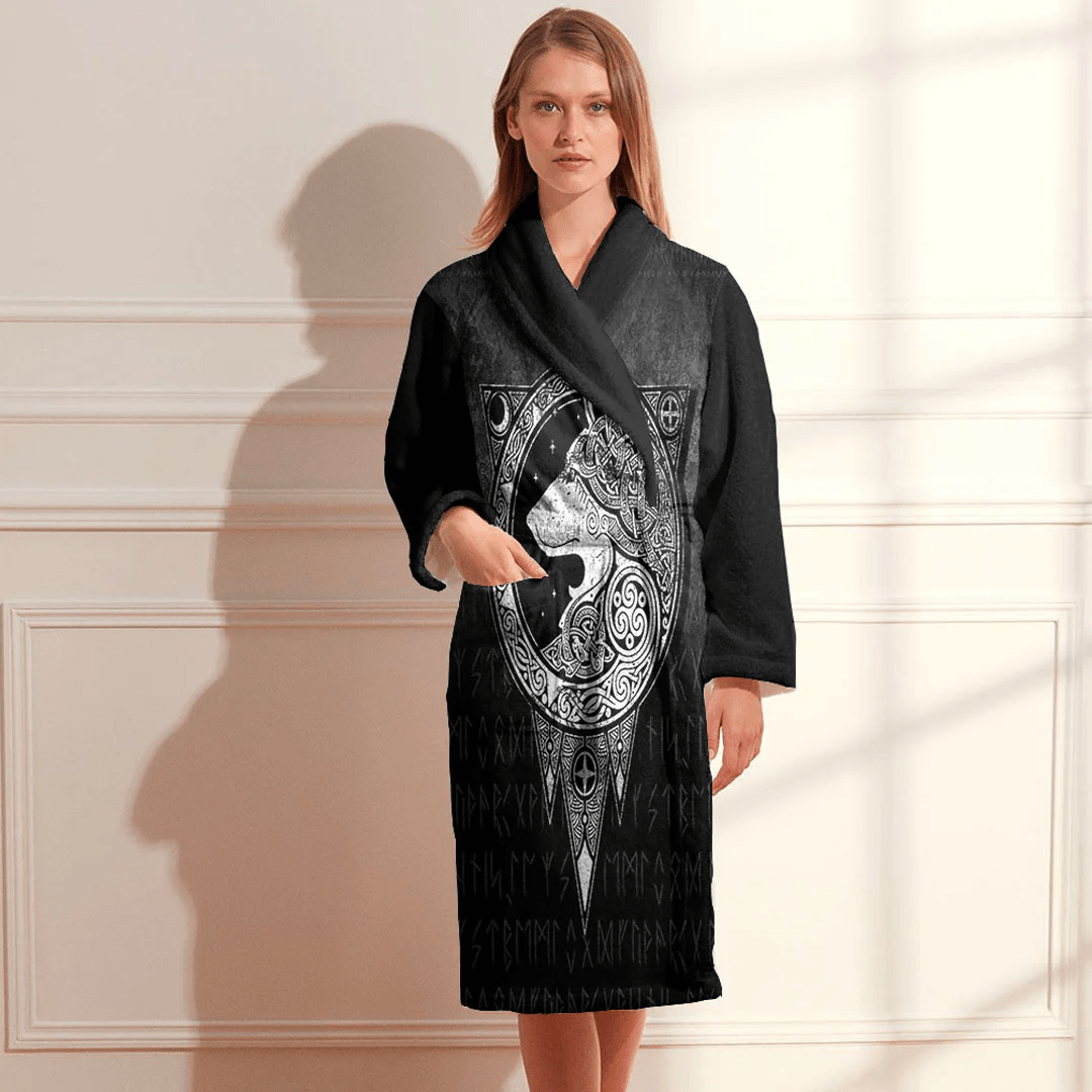 Bathrobe Viking Norse Wolf Bath Robe