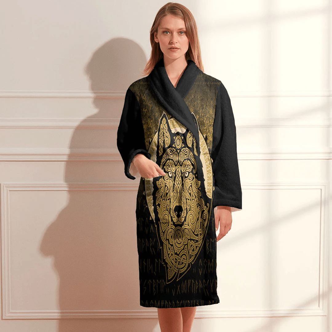 Bathrobe Vikings Northern Wolf Gold Bath Robe