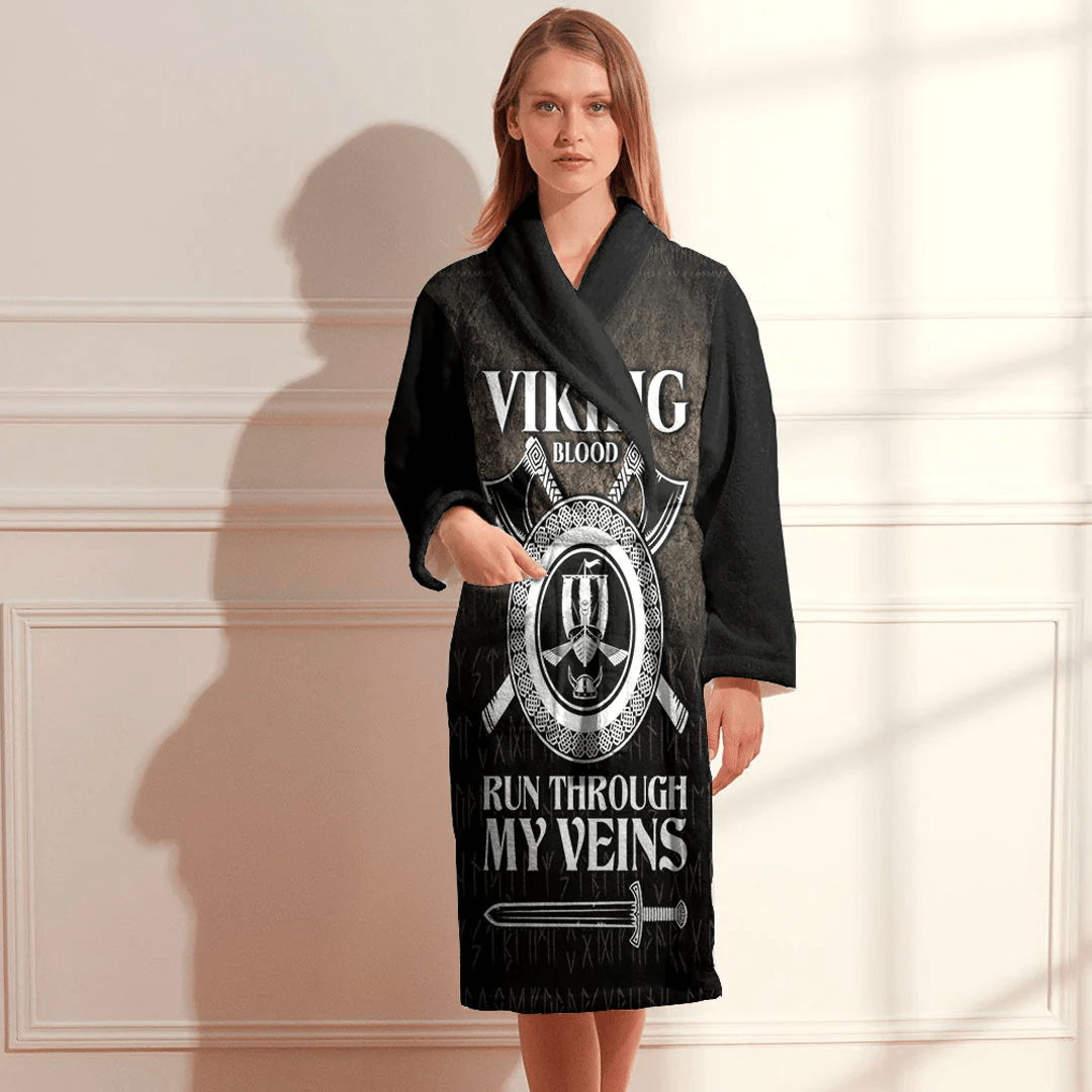 Bathrobe Viking Blood Run Through My Veins Bath Robe