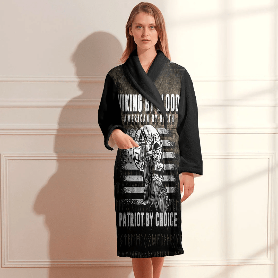 Bathrobe Viking By Blood American By Birth Patriot By Choice Bath Robe