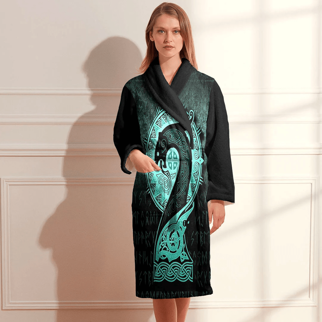 Bathrobe Vikings Drakkar Cyan Bath Robe