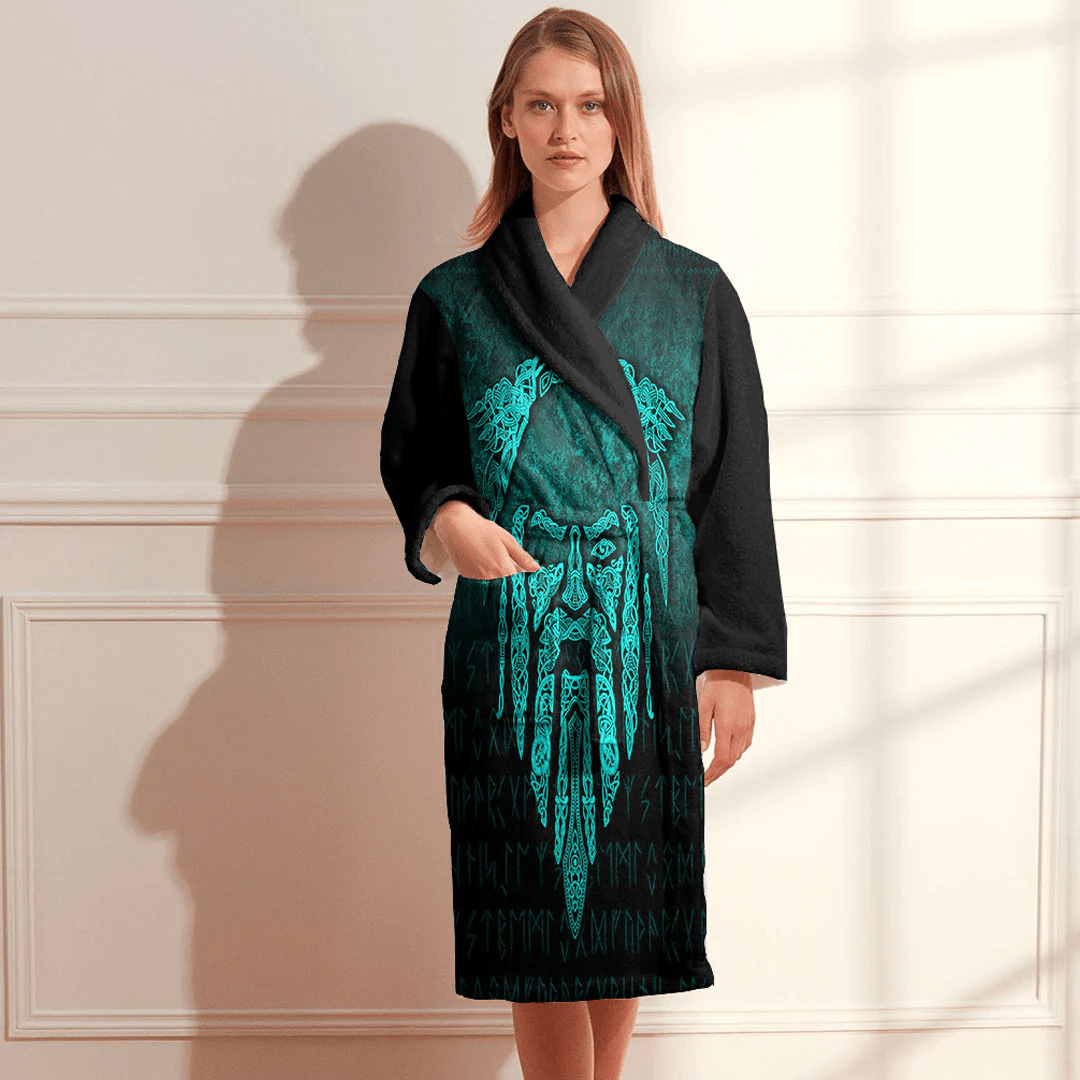 Bathrobe Eye Of Odin Cyan Bath Robe
