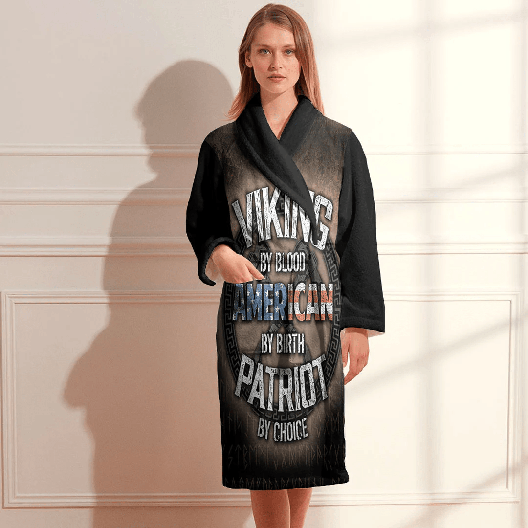 Bathrobe Viking By Blood American By Birth Patriot Bath Robe
