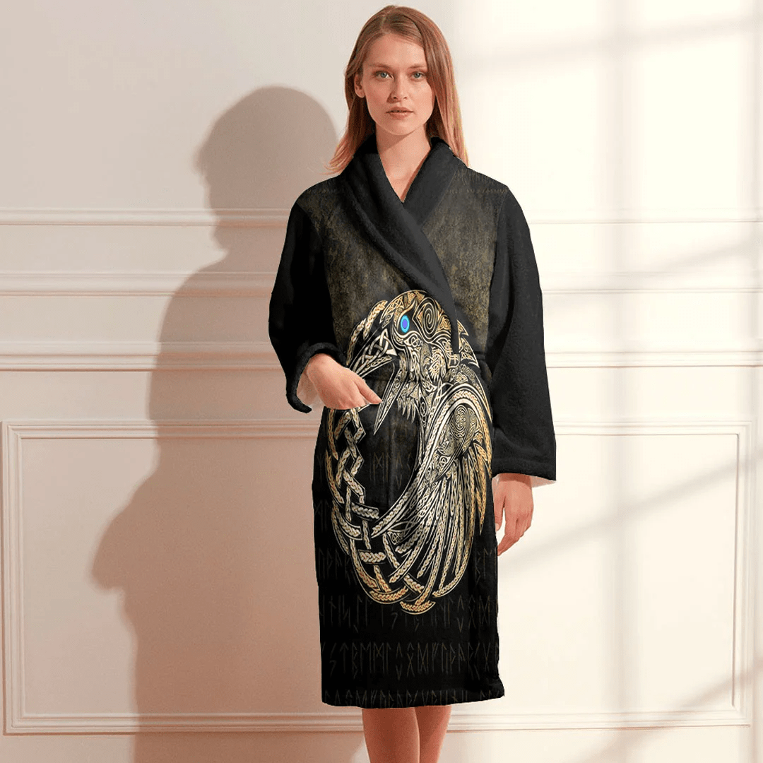 Bathrobe Viking Raven Gold Bath Robe