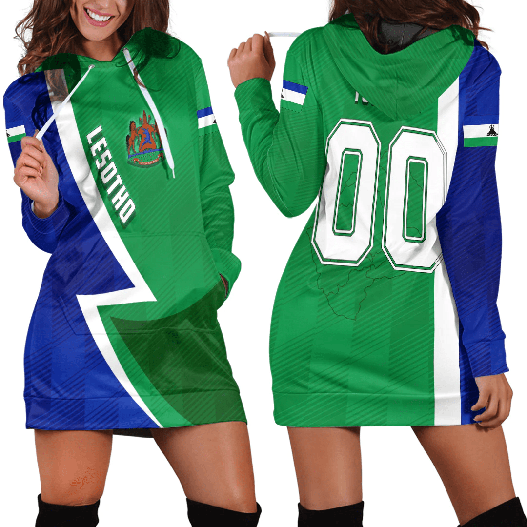 Clothing Custom Lesotho Sport Football Hoodie Dress