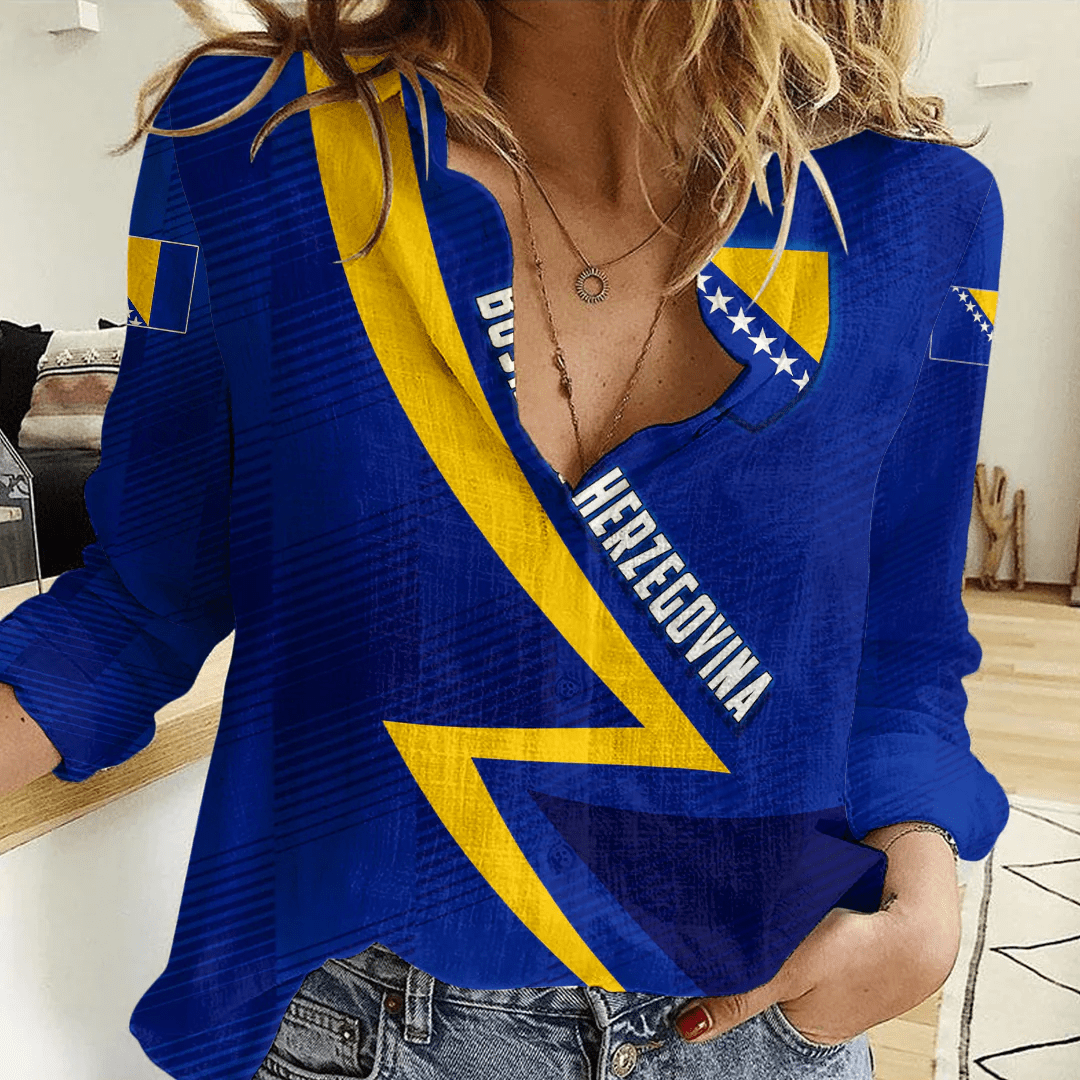 Clothing Custom Bosnia and Herzegovina Sport Football Women's Casual Shirt