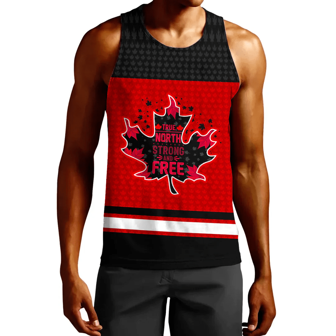 Clothing Canada Maple Leaf True North Strong And Free Jersey Style Tank Top