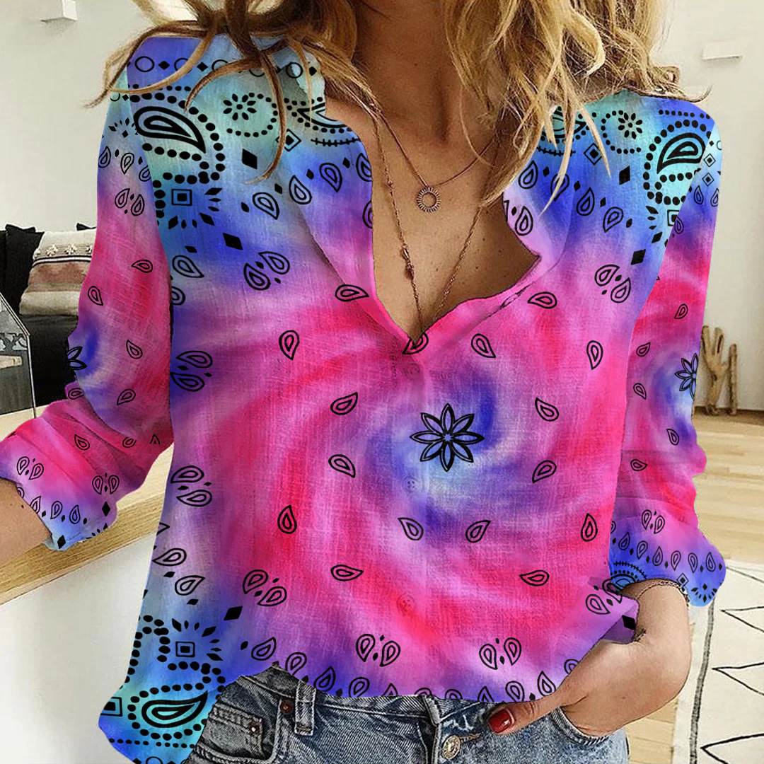 Clothing Paisley Bandana Pattern Seamless Paisley Women's Casual Shirt