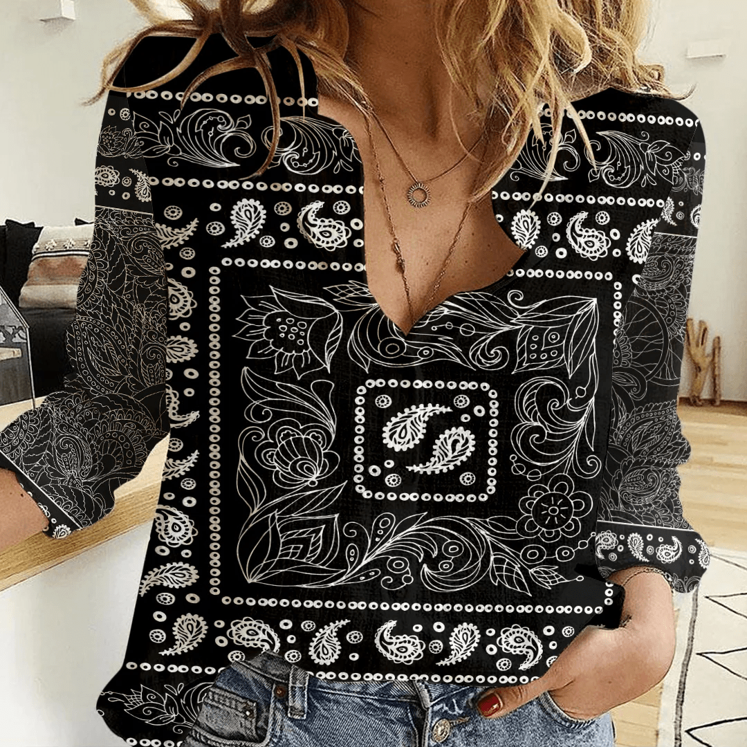 Clothing Paisley Bandana Pattern Seamless Paisley Women's Casual Shirt