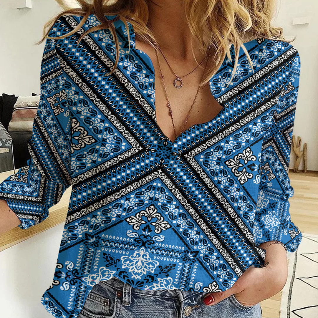 Clothing Paisley Bandana Pattern Seamless Paisley Women's Casual Shirt