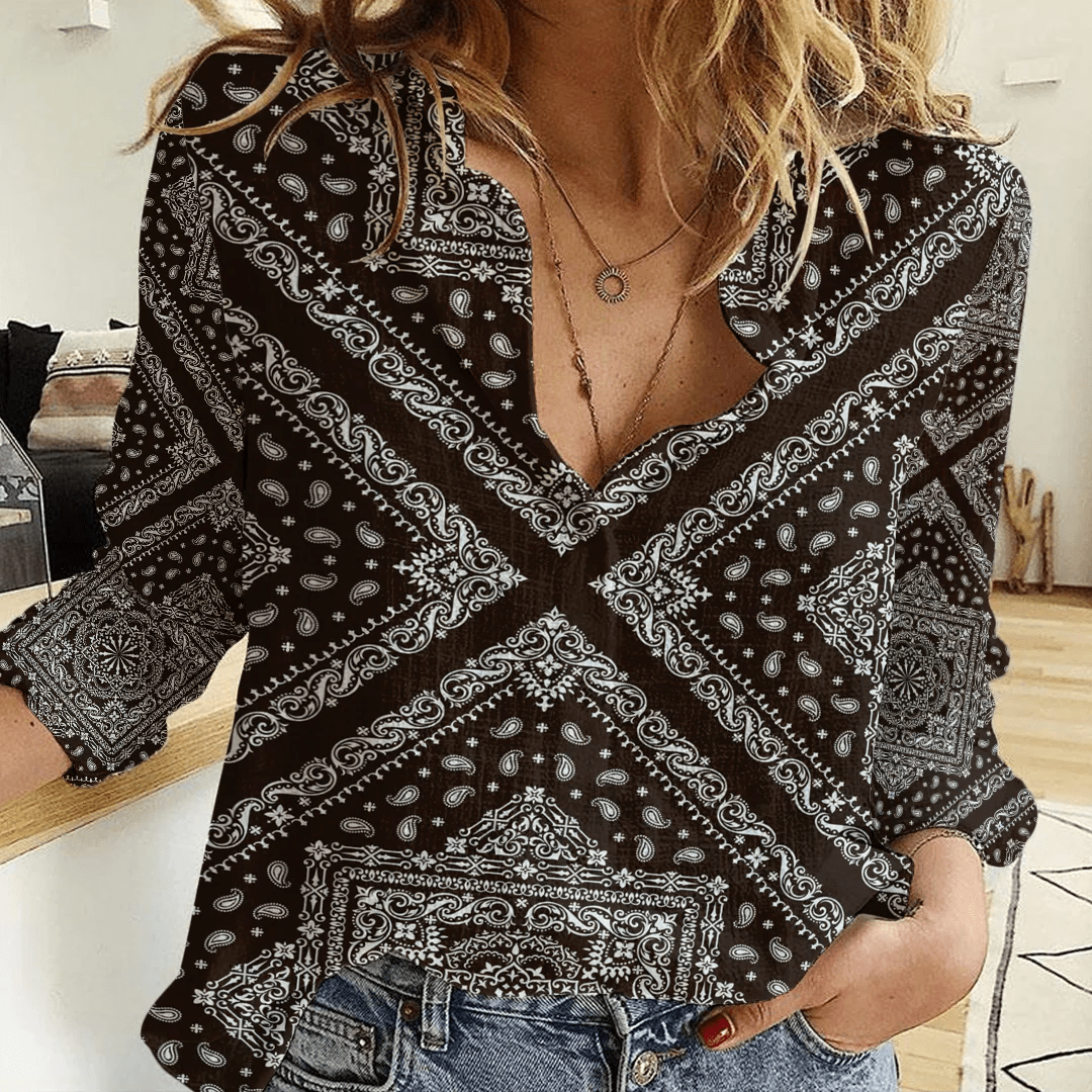 Clothing Paisley Bandana Pattern Seamless Paisley Women's Casual Shirt