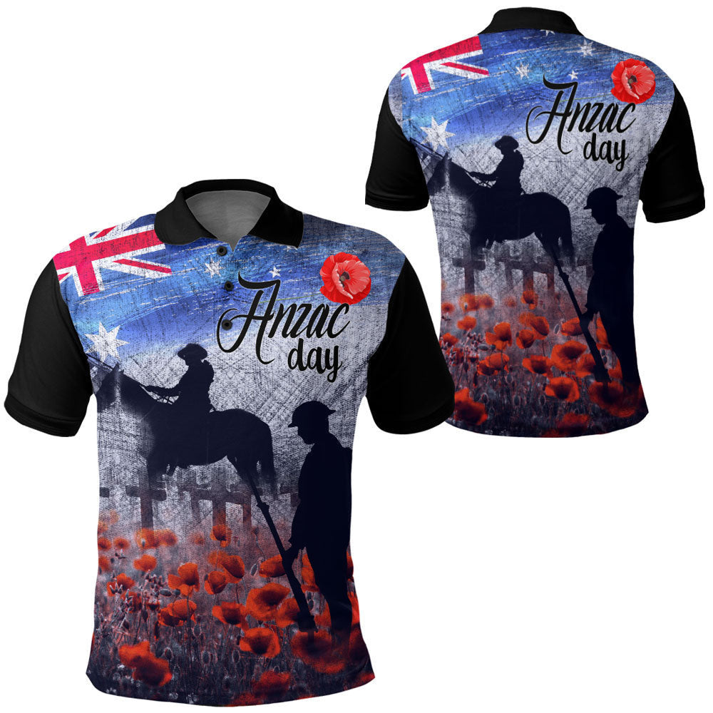 Clothing Anzac Day Lest We Forget Vintage Poppies Polo Shirt