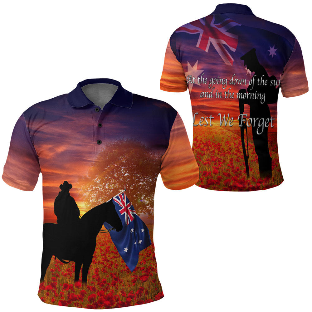 Clothing Australia Lest We Forget Light Horse Silhouette Polo Shirt