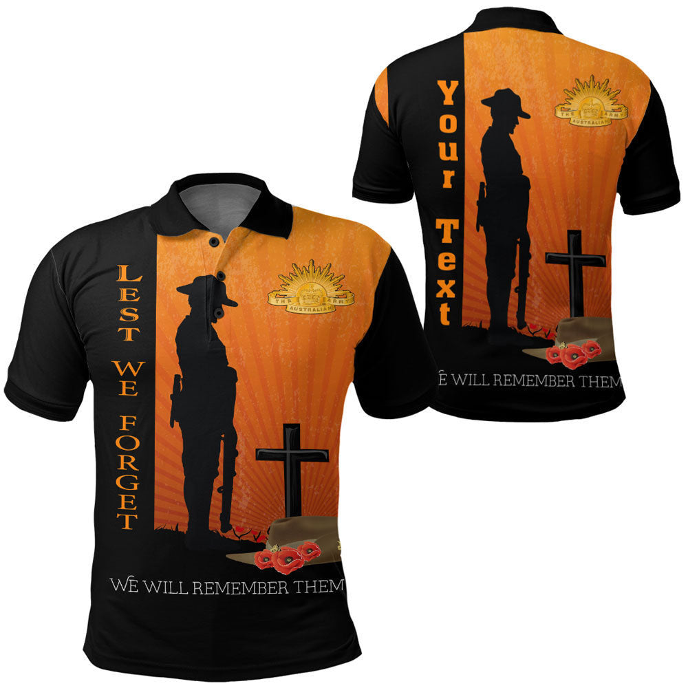 Clothing Custom Anzac Day Lest We Forget Soldier Standing Guard Polo Shirt