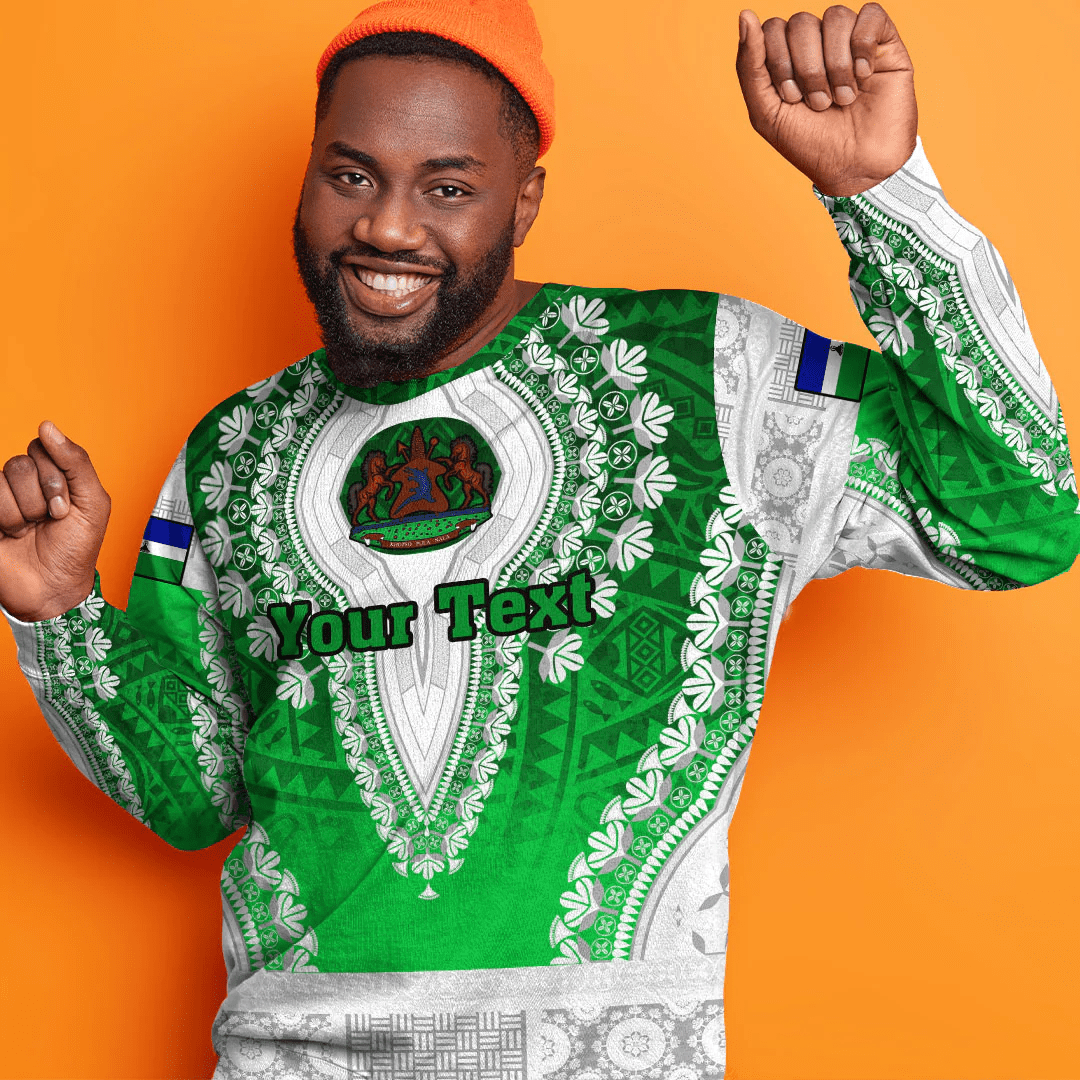 Africa Clothing Lesotho Green Version Sweatshirt Vintage African Dashiki