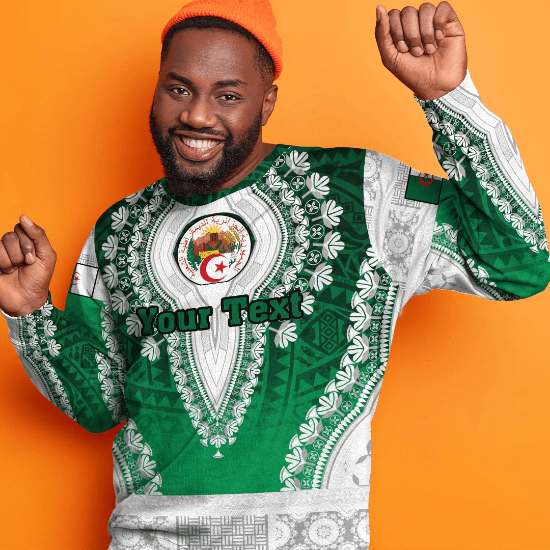 Africa Clothing Algeria Green Version Sweatshirt Vintage African Dashiki