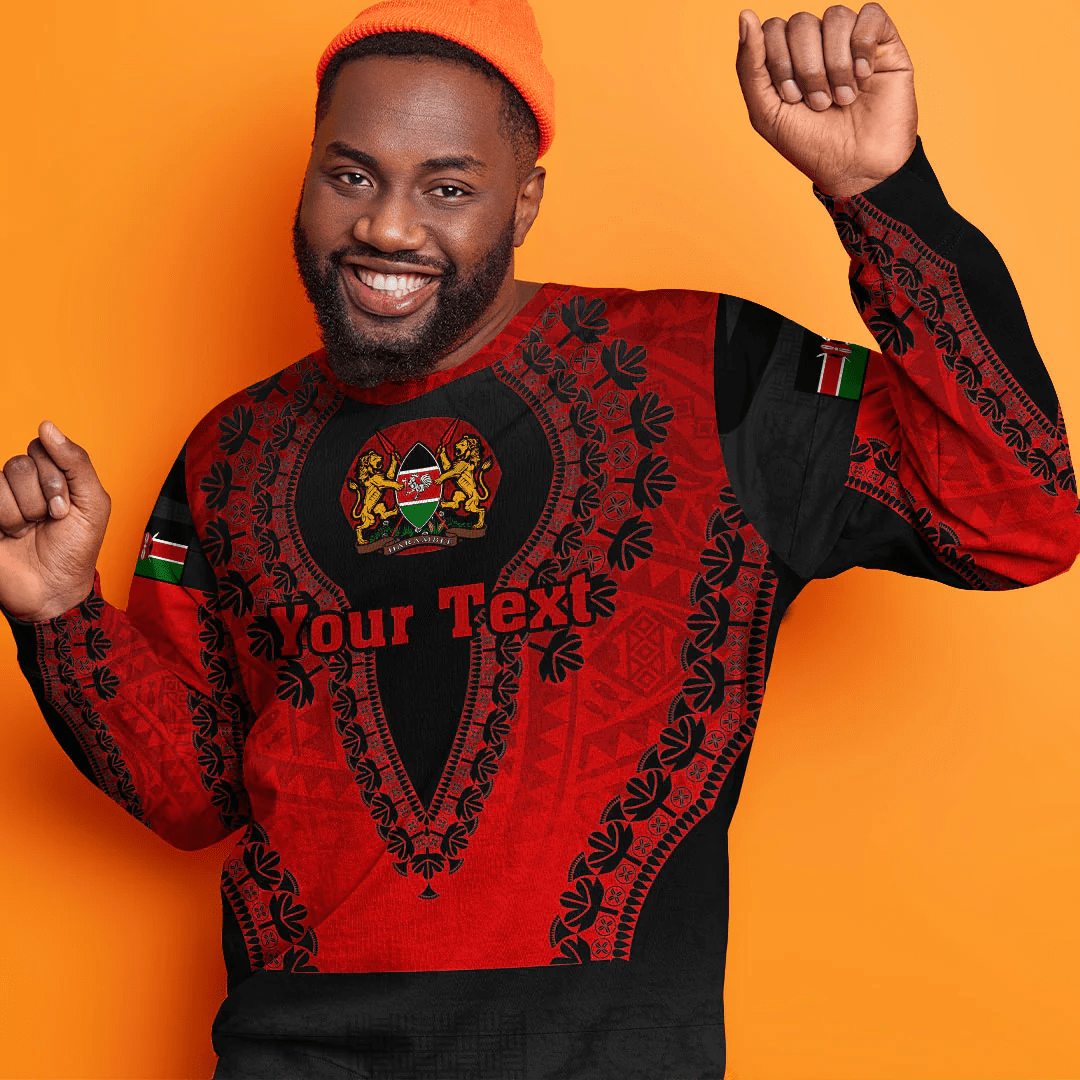 Africa Clothing Kenya Red Version Sweatshirt Vintage African Dashiki