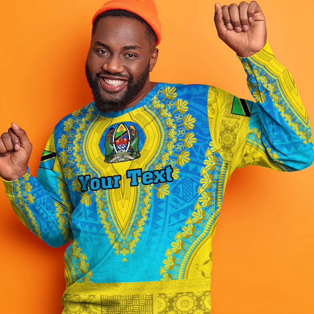 Africa Clothing Tanzania Blue Version Sweatshirt Vintage African Dashiki