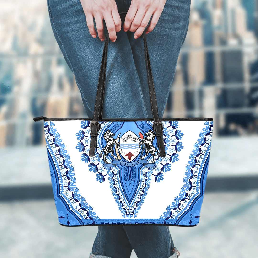 Africa Bag Botswana White Version Leather Tote Bag Vintage African Dashiki