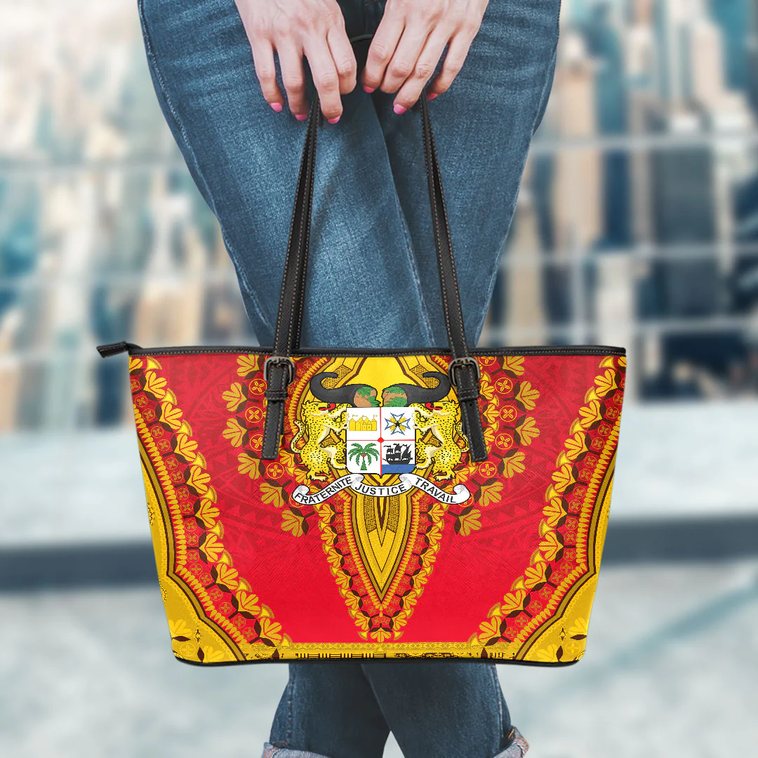Africa Bag Benin Red Version Leather Tote Bag Vintage African Dashiki