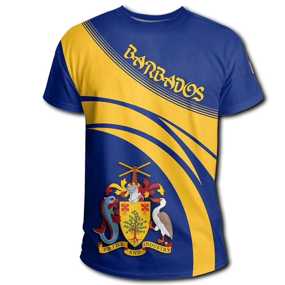 Barbados Coat Of Arms T Shirt Cricket Style W