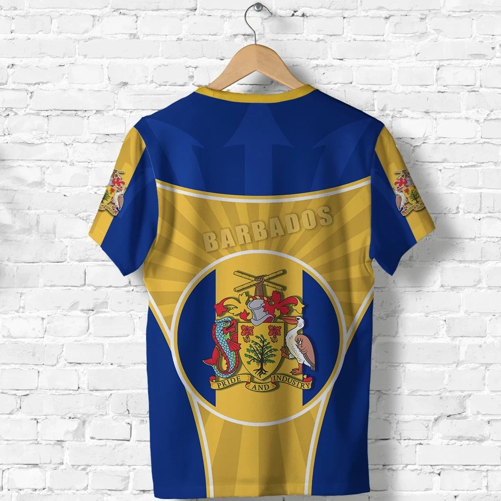 Barbados T Shirt Circle Stripes Flag Proud Version