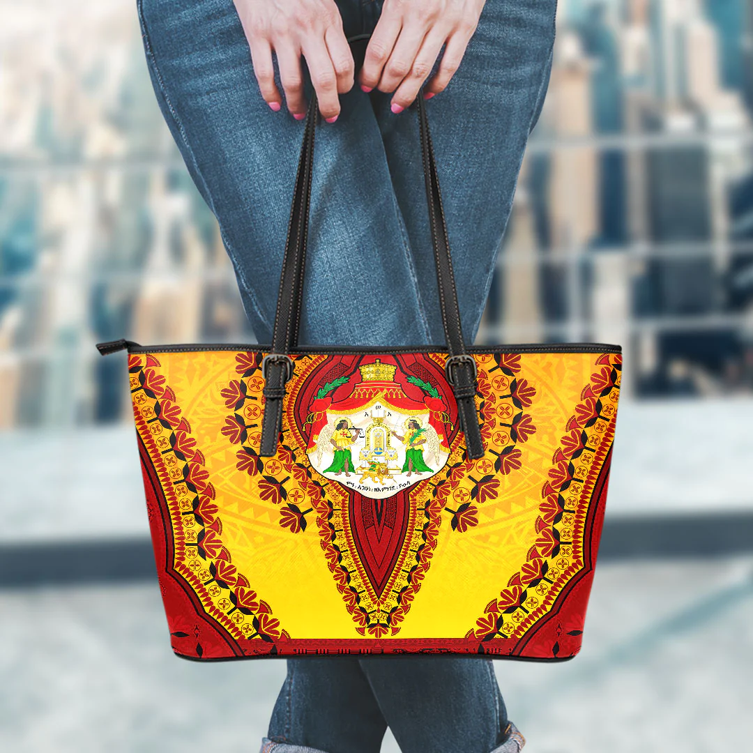 Africa Bag Oromo Yellow Verison Leather Tote Bag Vintage African Dashiki