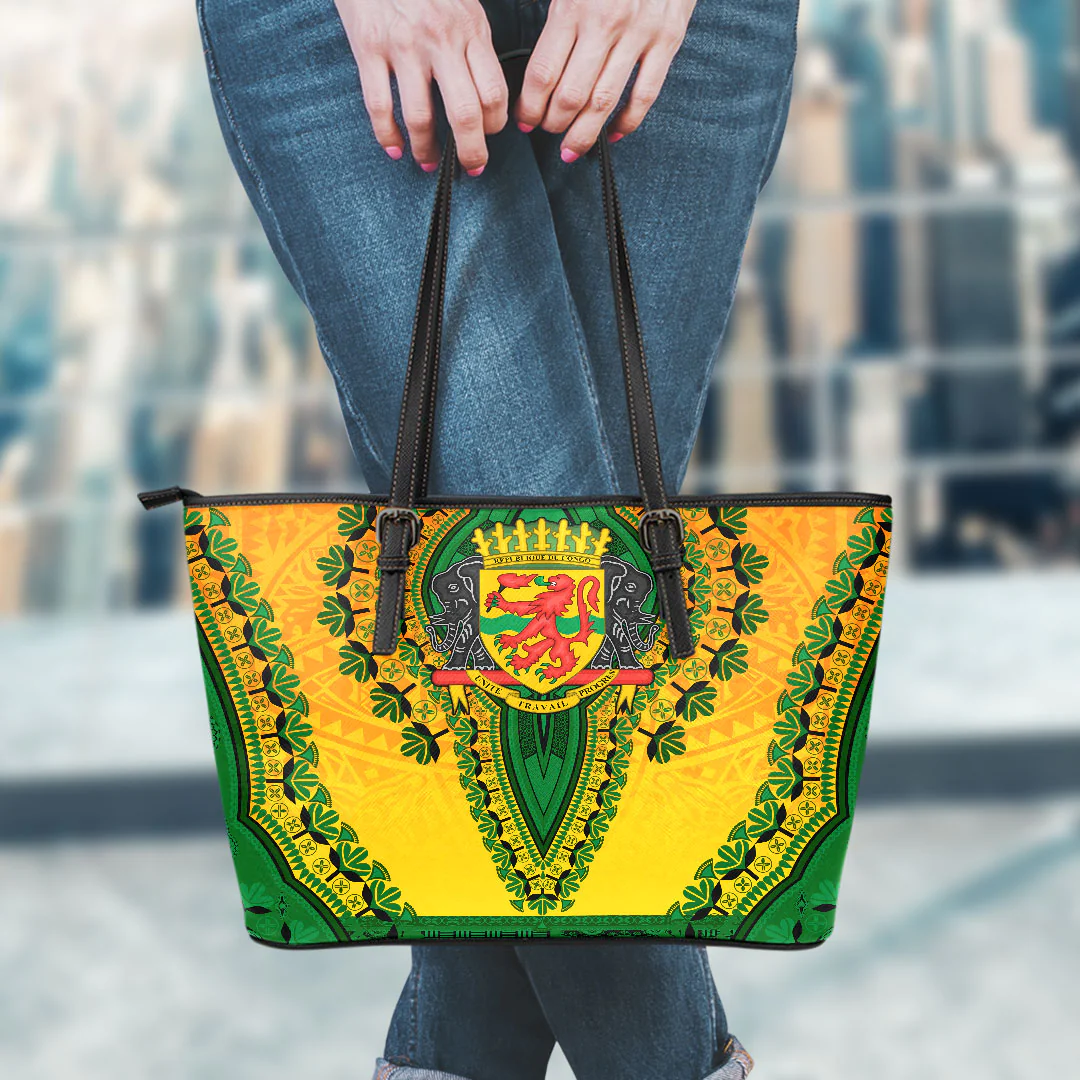 Africa Bag Republic Of The Congo Leather Tote Bag Vintage African Dashiki
