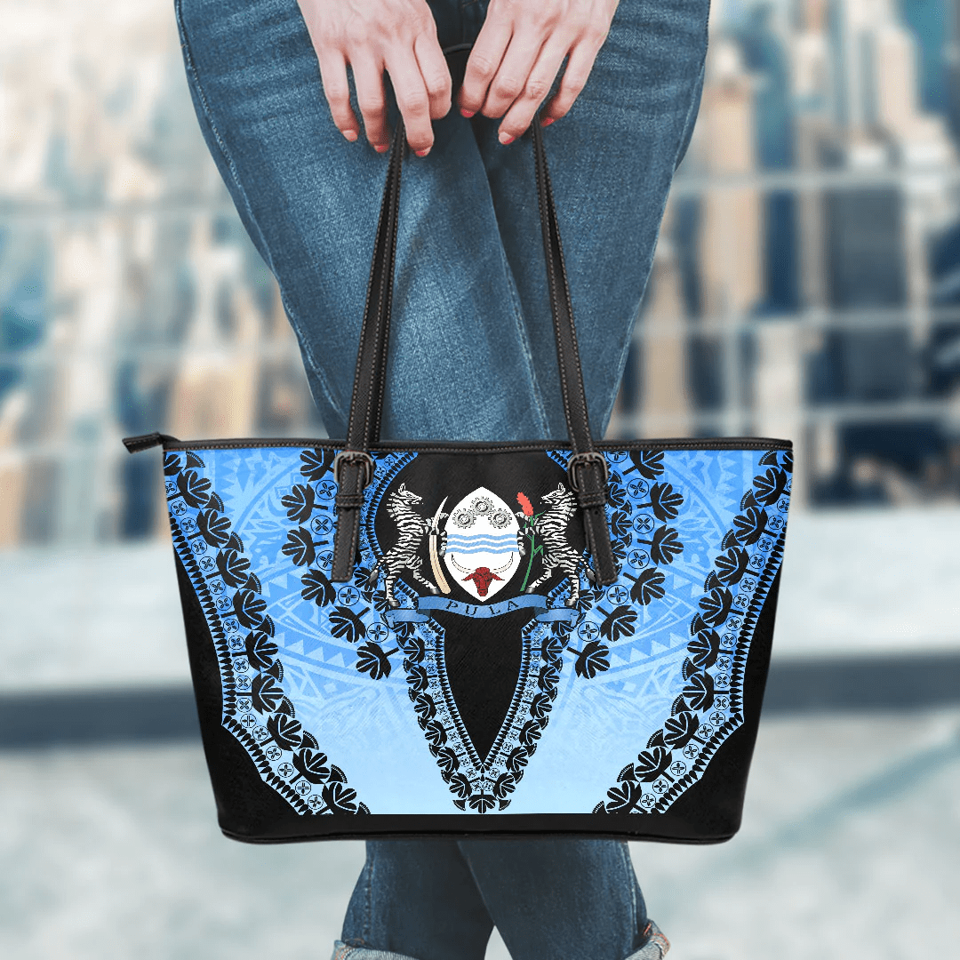 Africa Bag Botswana Leather Tote Bag Vintage African Dashiki