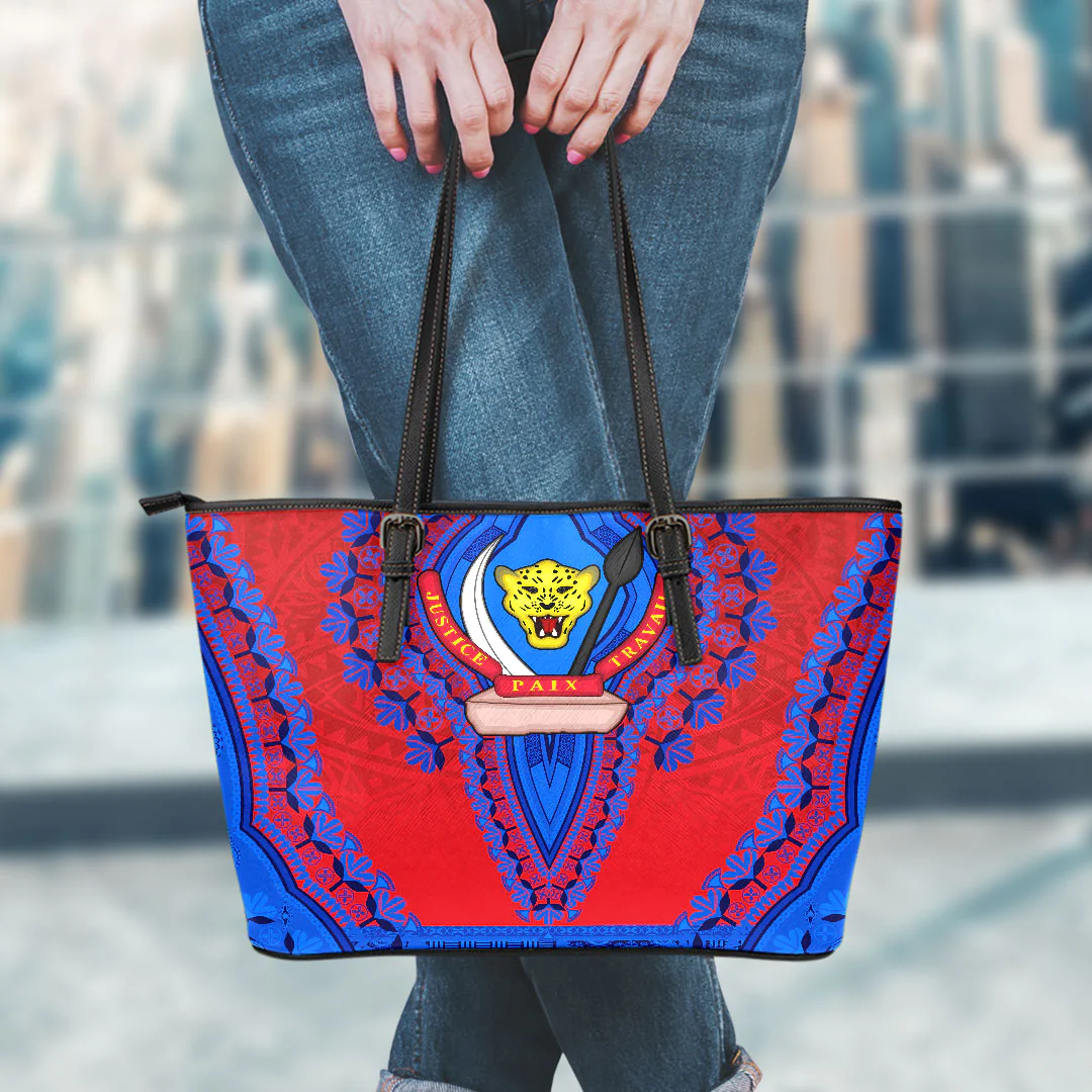 Africa Bag Democratic Republic Of The Congo Red Version Leather Tote Bag Vintage African Dashiki