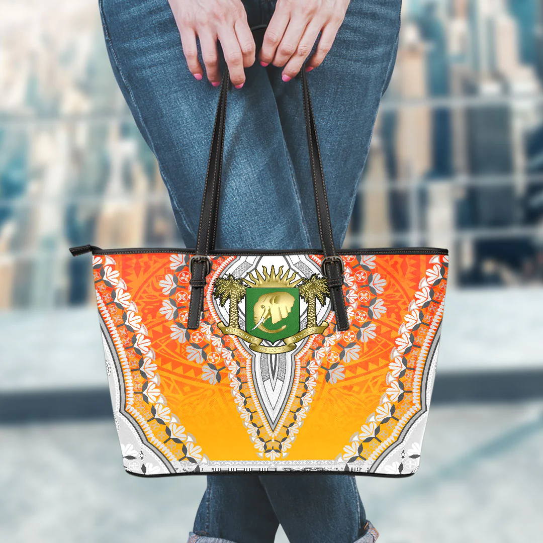 Africa Bag Ivory Coast Leather Tote Bag Vintage African Dashiki