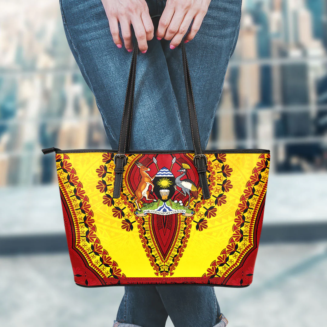 Africa Bag Uganda Yellow Version Leather Tote Bag Vintage African Dashiki