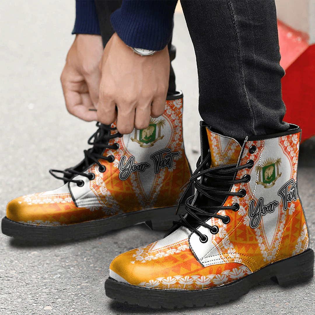 Africa Boots Ivory Coast Leather Boots Vintage African Dashiki