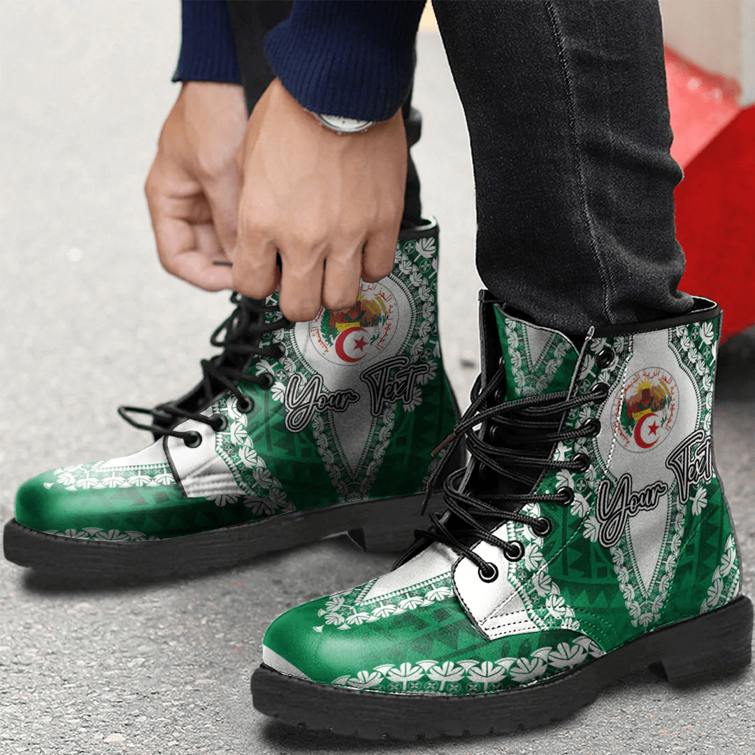 Africa Boots Algeria Green Version Leather Boots Vintage African Dashiki