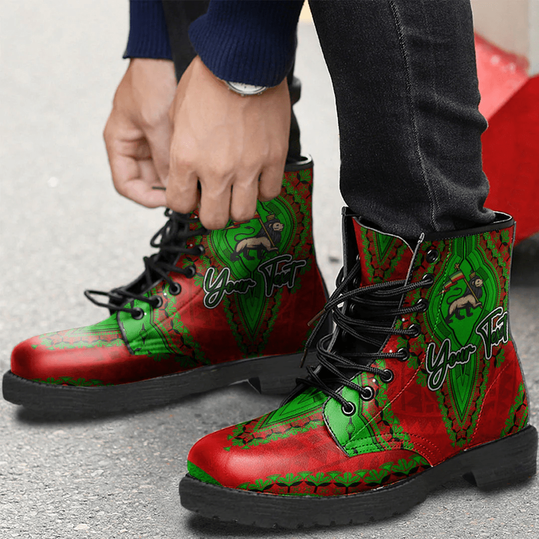 Africa Boots Ethiopia Red Version Leather Boots Vintage African Dashiki