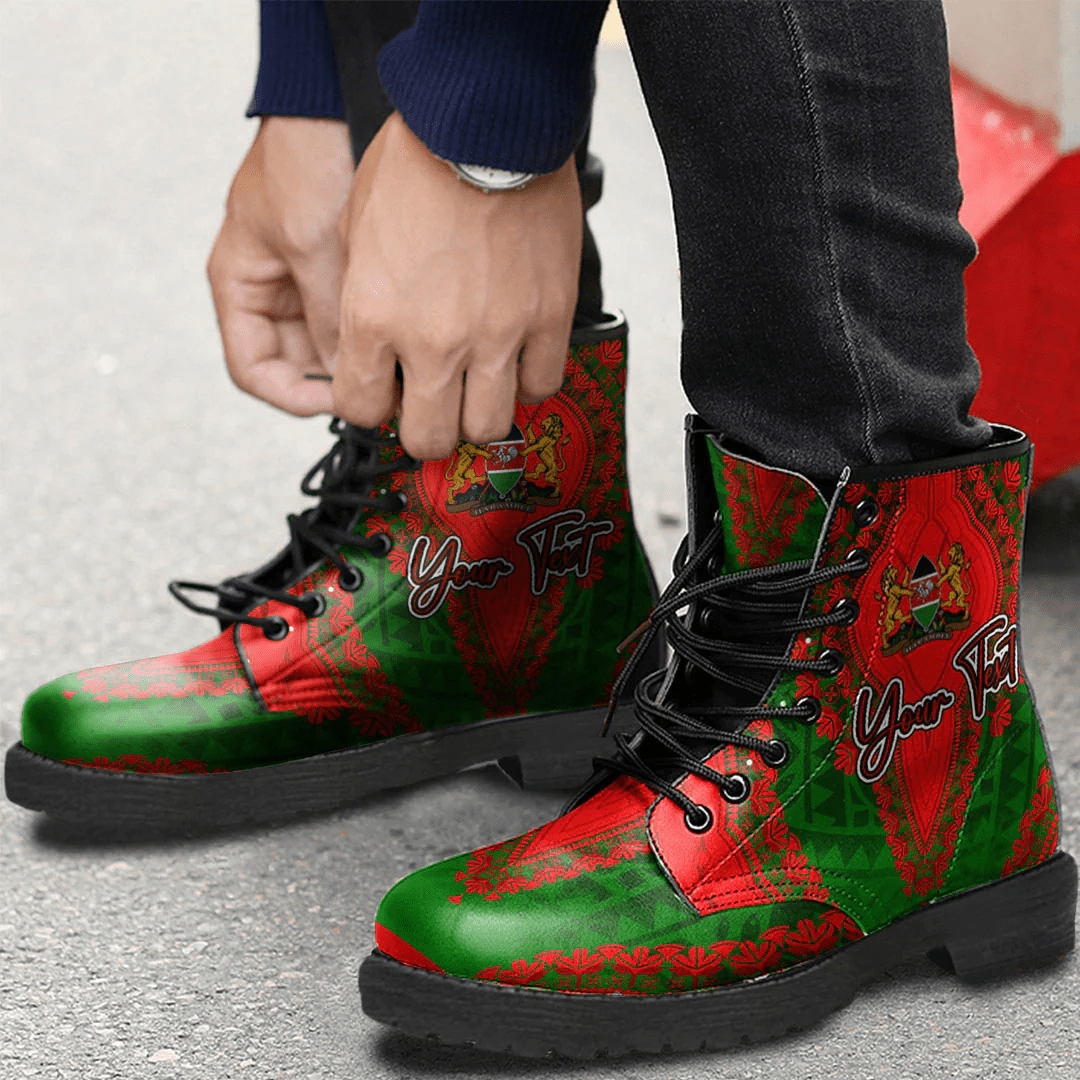 Africa Boots Kenya Green Version Leather Boots Vintage African Dashiki