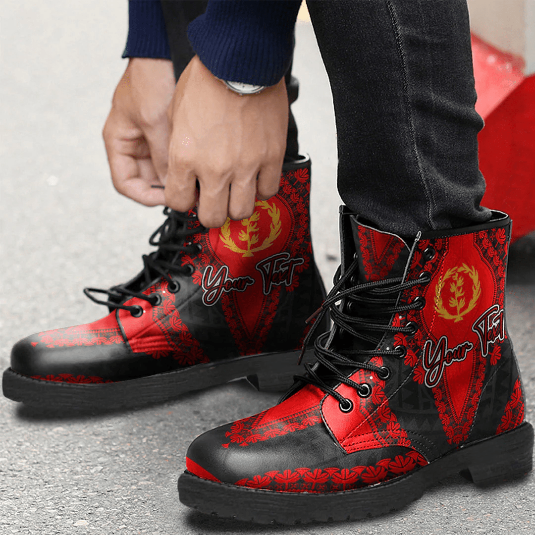 Africa Boots Eritrea Black Version Leather Boots Vintage African Dashiki