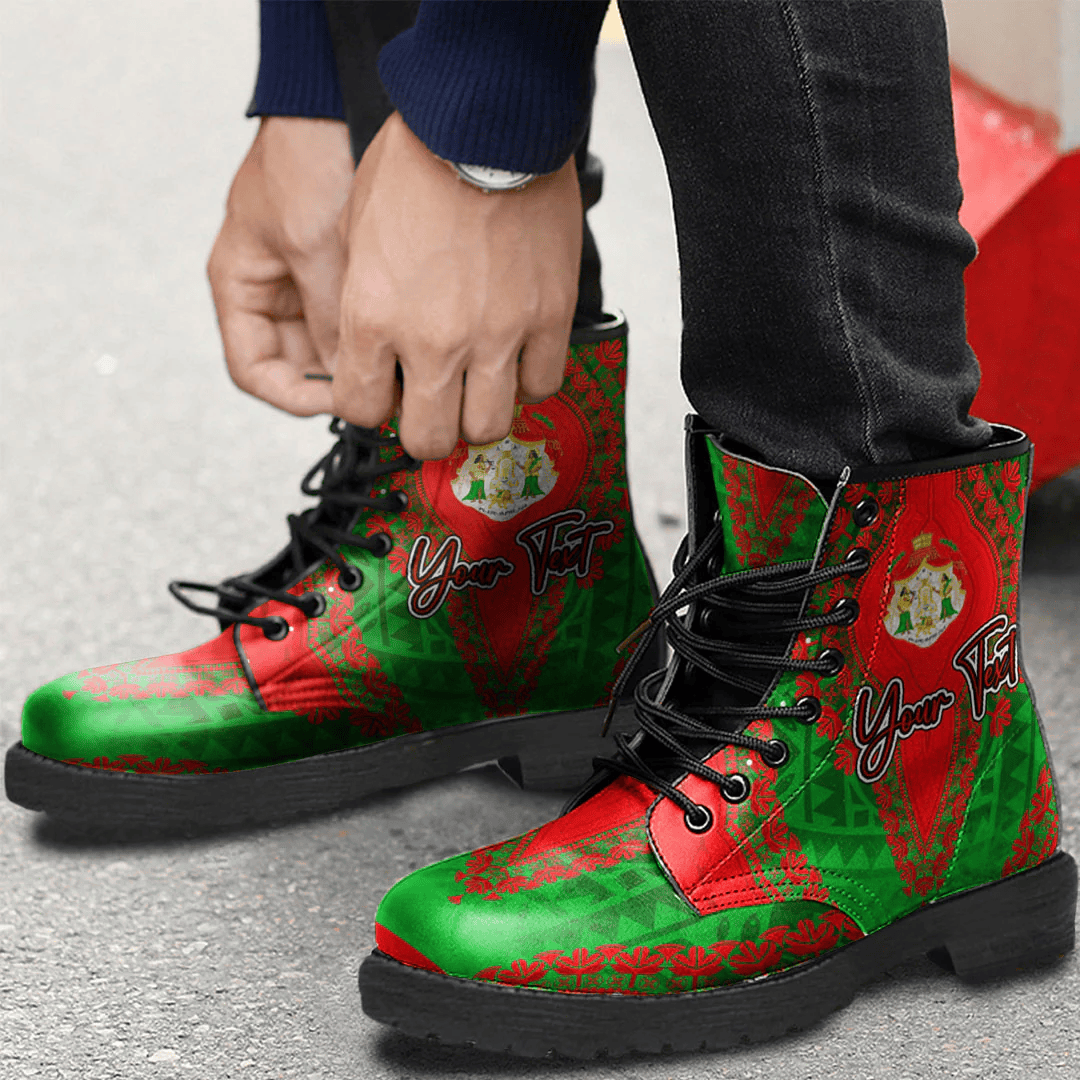 Africa Boots Oromo Green Version Leather Boots Vintage African Dashiki