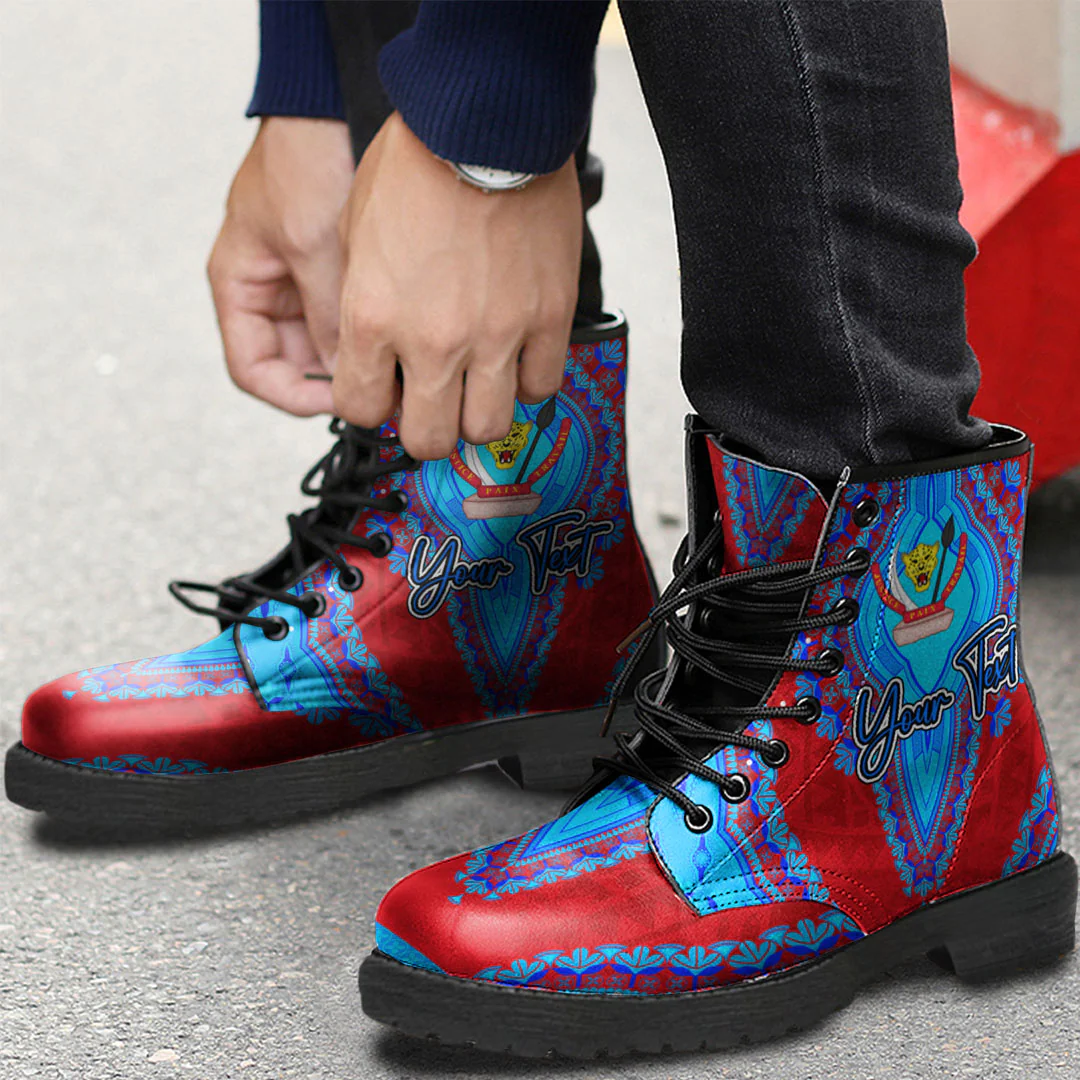 Africa Boots Democratic Republic Of The Congo Red Version Leather Boots Vintage African Dashiki