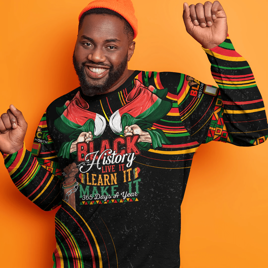 Africa Clothing Madagascar Sweatshirt Black History Live it Learn it Make it