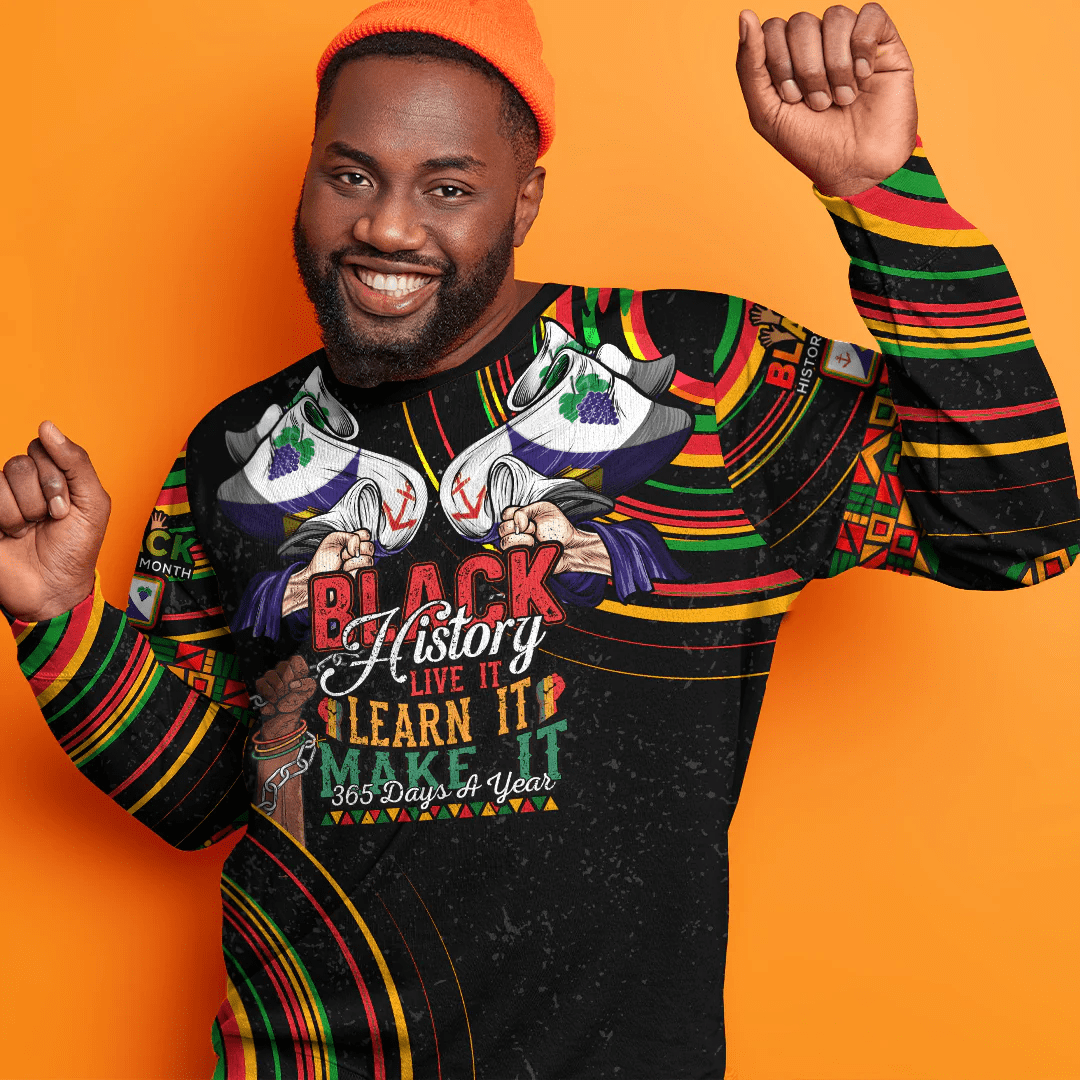 Africa Clothing Western Cape Region of South Africa Sweatshirt Black History Live it Learn it Make it