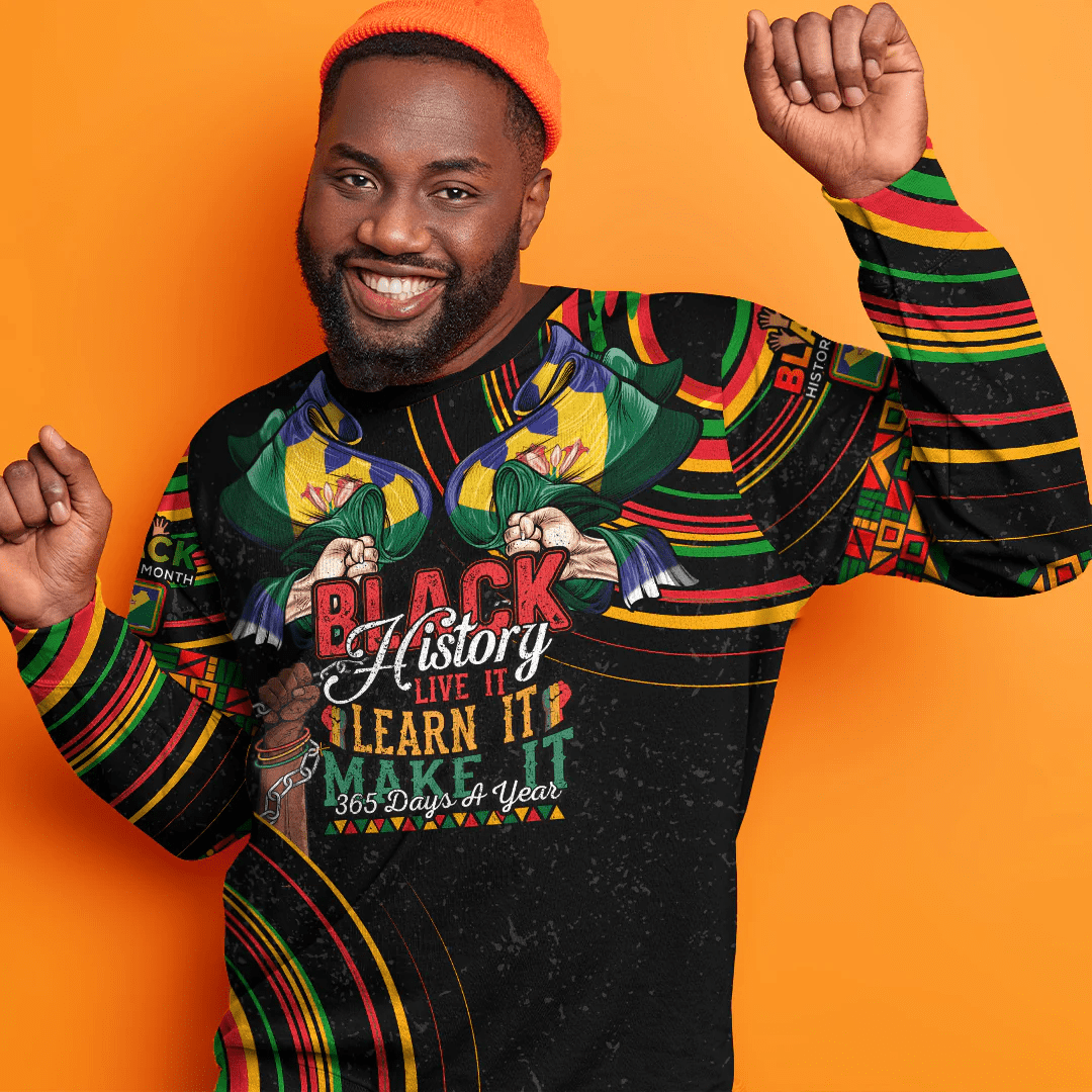 Africa Clothing Free State Region of South Africa Sweatshirt Black History Live it Learn it Make it