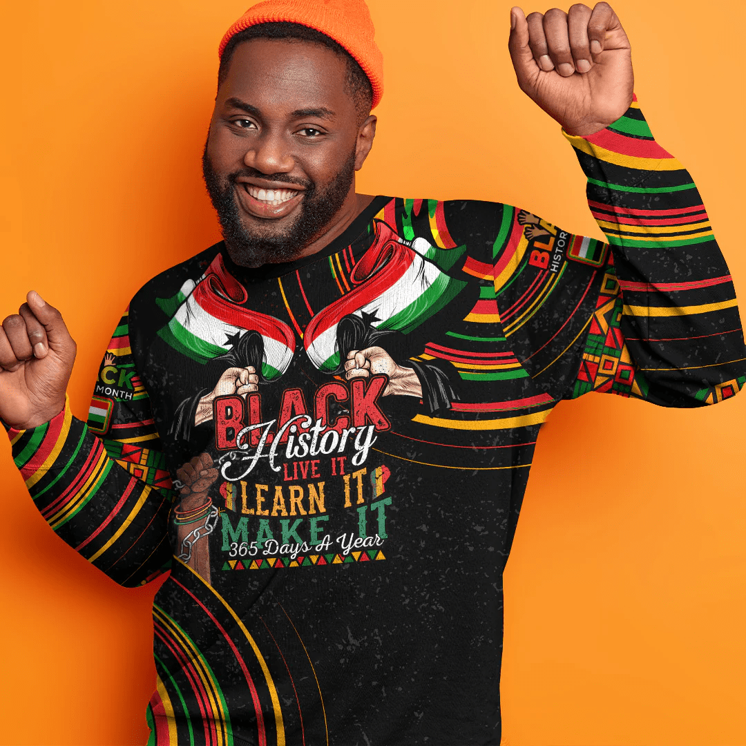 Africa Clothing Gambella Ethiopia National Regional State Sweatshirt Black History Live it Learn it Make it