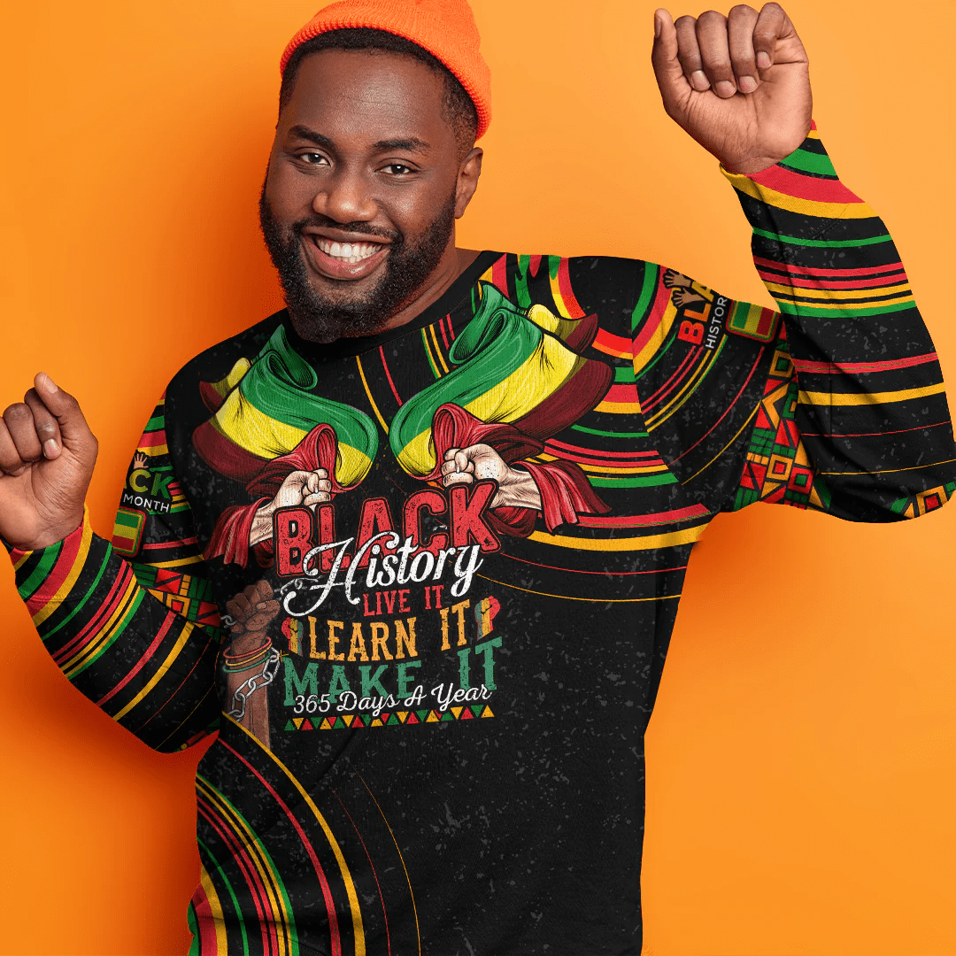 Africa Clothing Ethiopia Sweatshirt Black History Live it Learn it Make it
