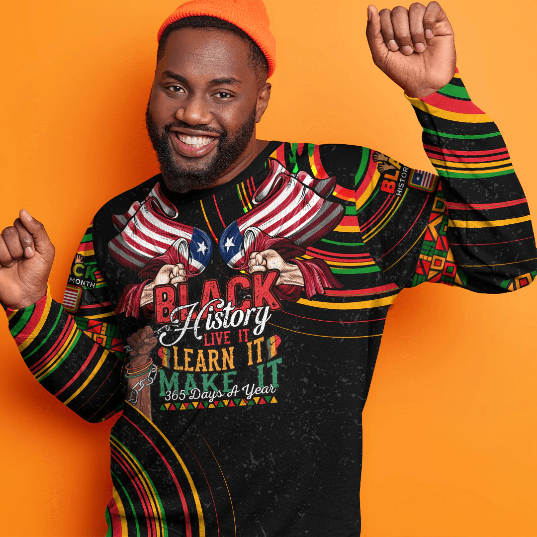 Africa Clothing Liberia Sweatshirt Black History Live it Learn it Make it