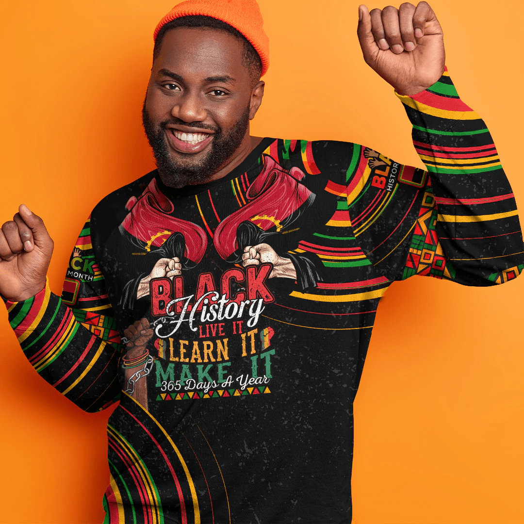 Africa Clothing Angola Sweatshirt Black History Live it Learn it Make it