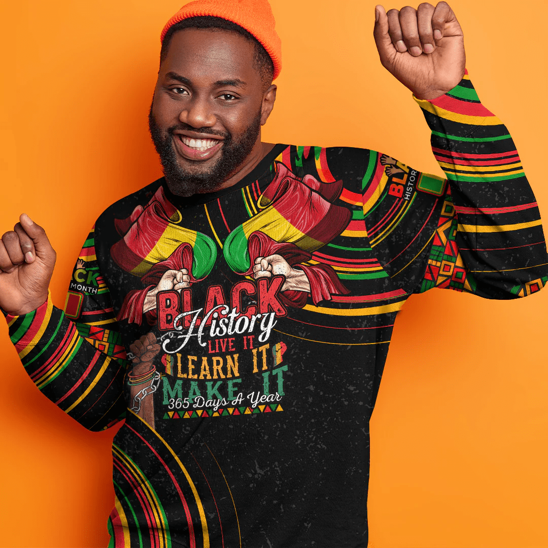 Africa Clothing Mali Sweatshirt Black History Live it Learn it Make it