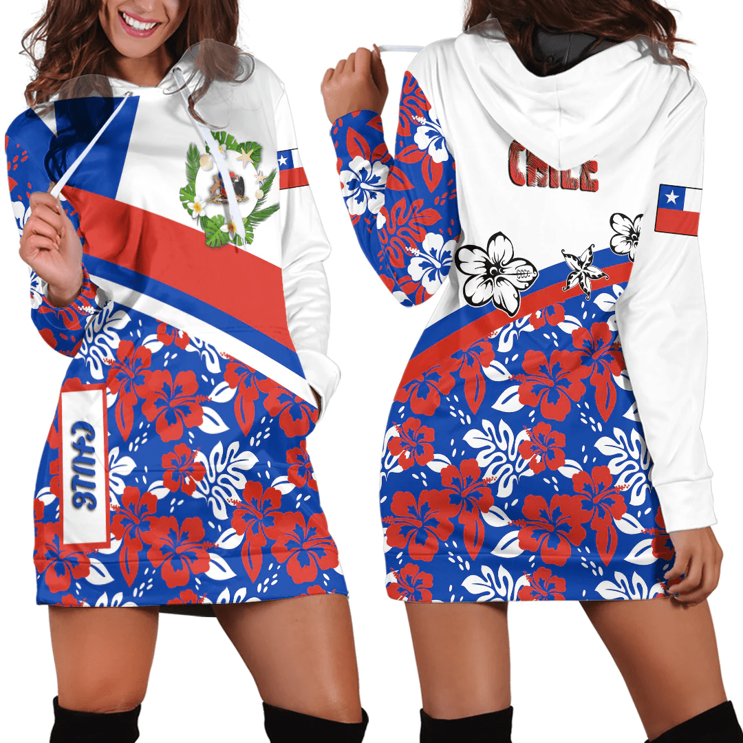 Hoodie Dress Chile Summer Flower Pattern
