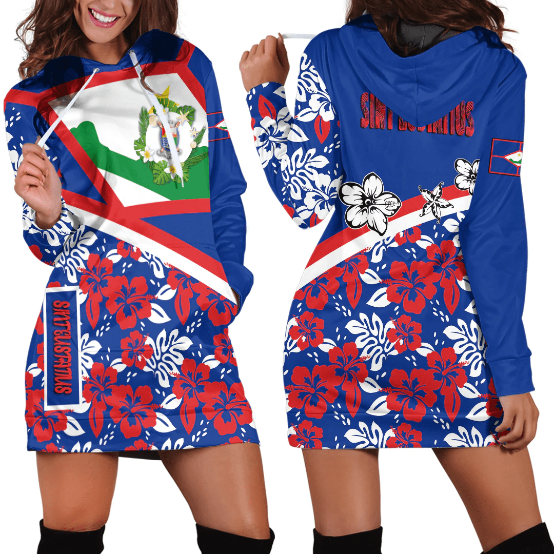 Hoodie Dress Sint Eustatius Summer Flower Pattern