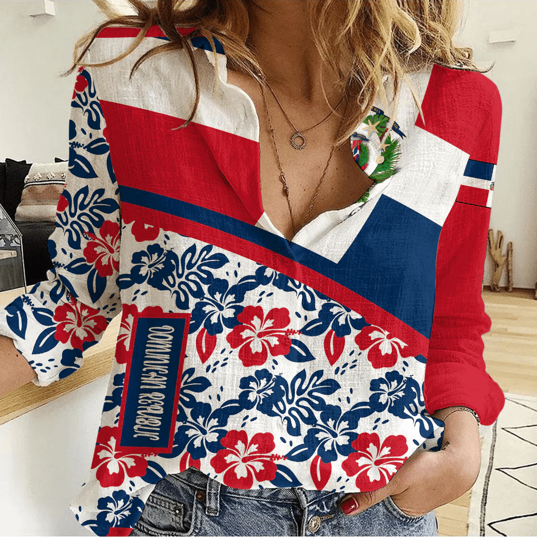 Women's Casual Shirt Dominican Republic Summer Flower Pattern